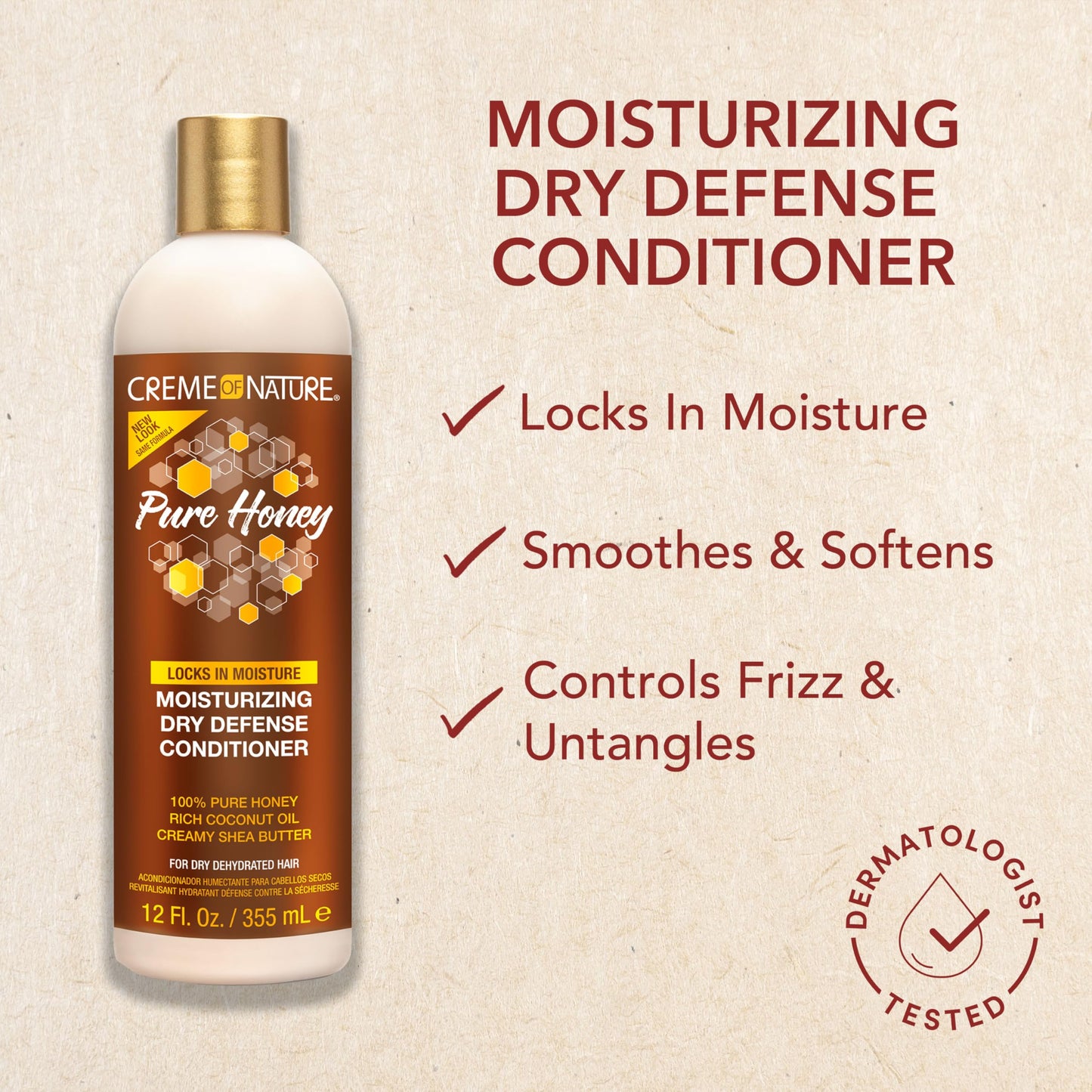 Creme of Nature Pure Honey Dry Defense Conditioner with Coconut Oil & Shea Butter, 12 fl oz