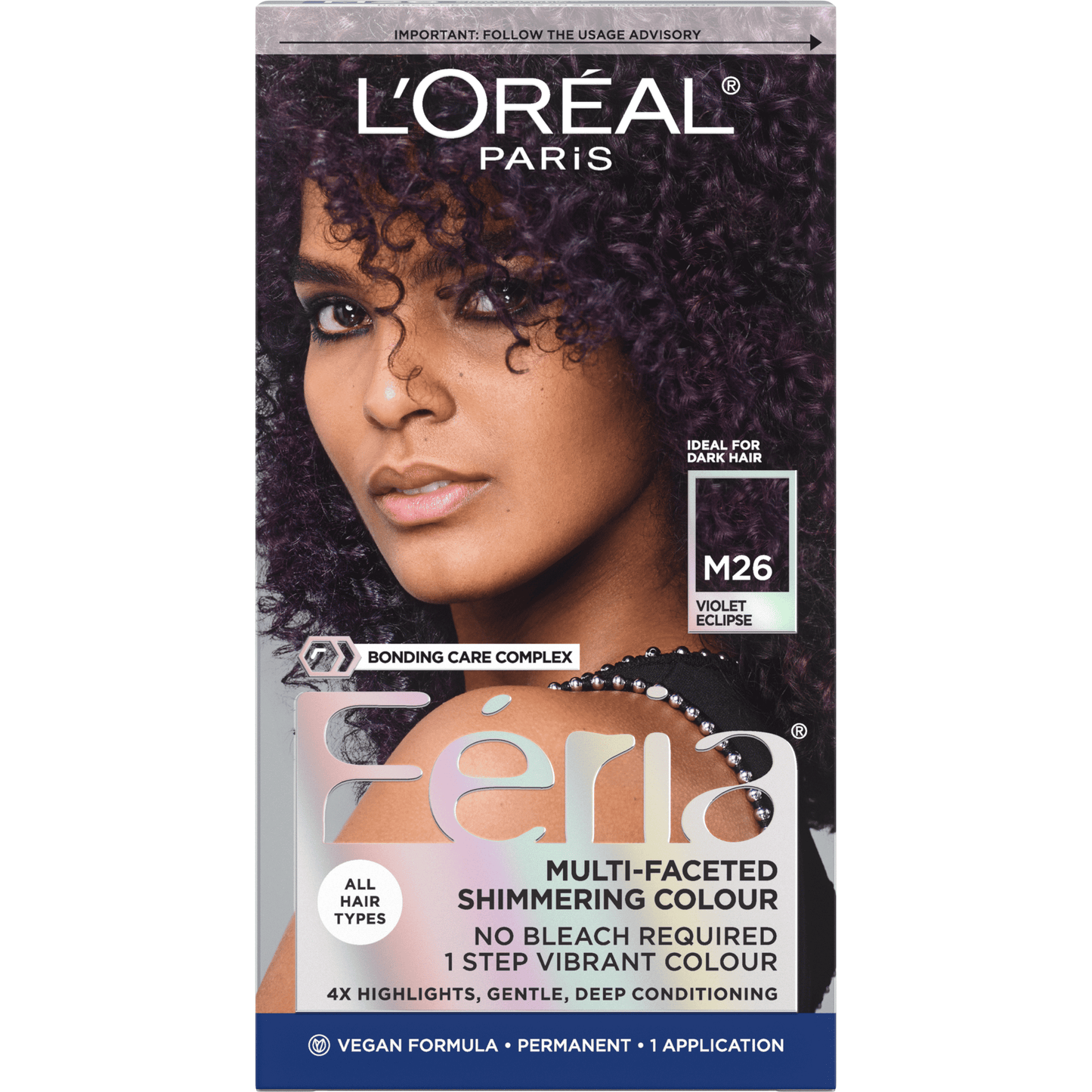 L'Oreal Paris Feria Hair Color, M26 Violet Eclipse, Stronger Hair, 1 Kit