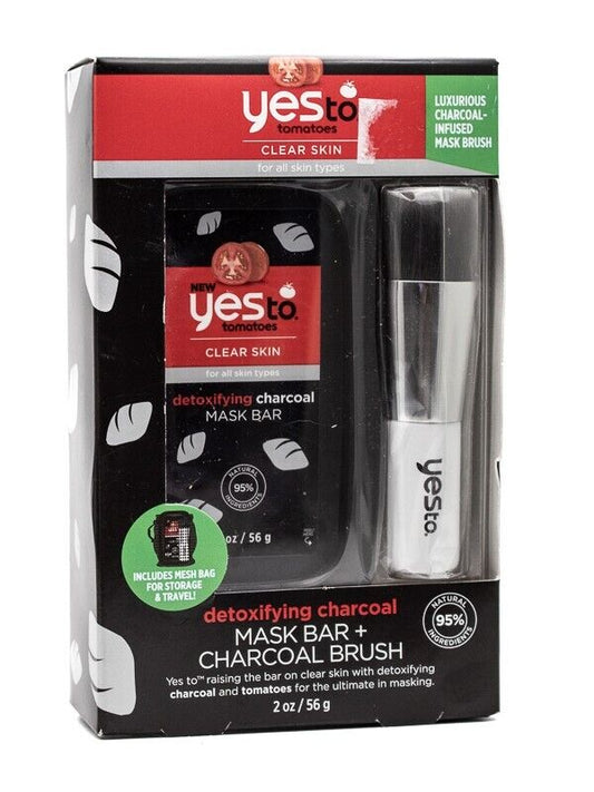 yes to tomatoes Detoxifying Charcoal MASK BAR + CHARCOAL BRUSH, 2oz
