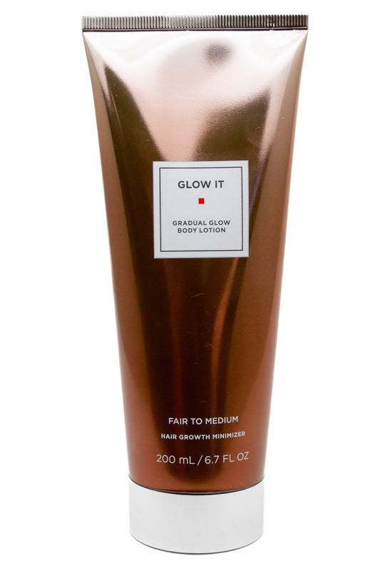 Glow It Gradual Glow Body Lotion Fair to Medium Hair Growth Minimizer  6.7 fl oz