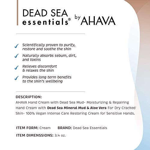 Dead Sea Essentials by AHAVA, Dead Sea Mud Hand Cream  3.4 fl oz
