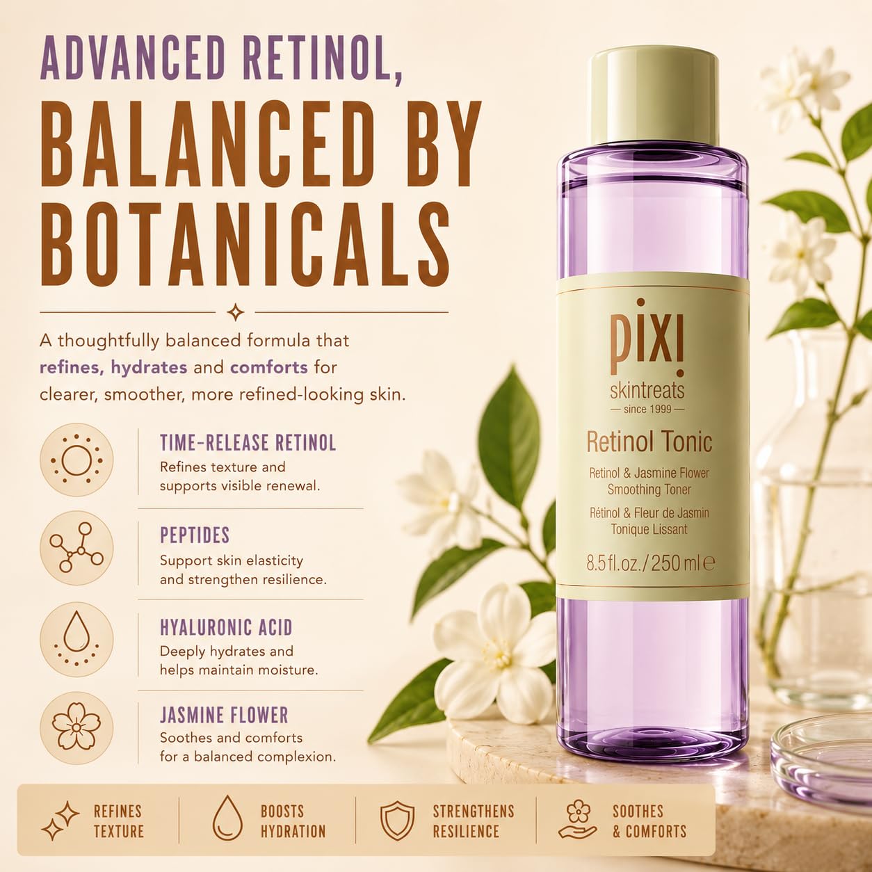 Pixi Beauty, Skintreats, Retinol Tonic, Advanced Youth Preserving Toner, 8.5 fl oz (250 ml)