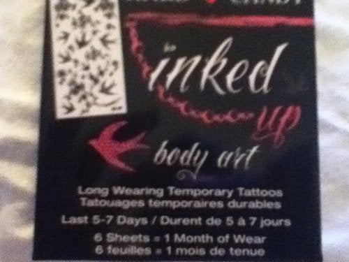 Hard Candy inked Up Body Art Long Lasting Temporary Tattoos: Birds and Branches 353, 6 Sheets = 1 Month of Wear