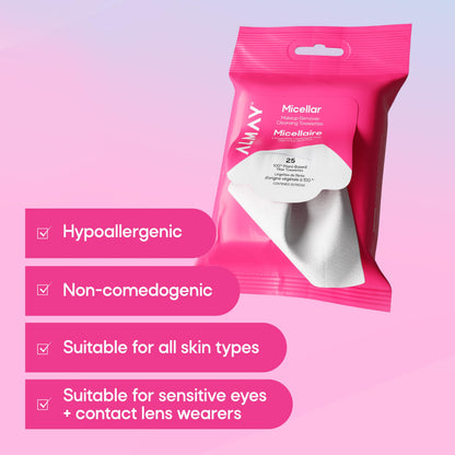 Almay Micellar Makeup Remover Cleansing Towelettes, Hypoallergenic, Fragrance-Free, 25 count