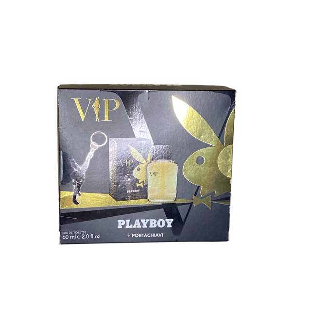 Playboy VIP for Men Eau de Toilette 2 Oz set includes a Playboy Keychain
