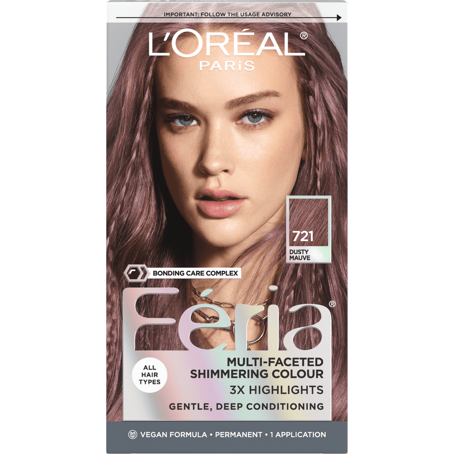 L'Oreal Paris Feria Permanent Hair Color, 721 Dusty Mauve