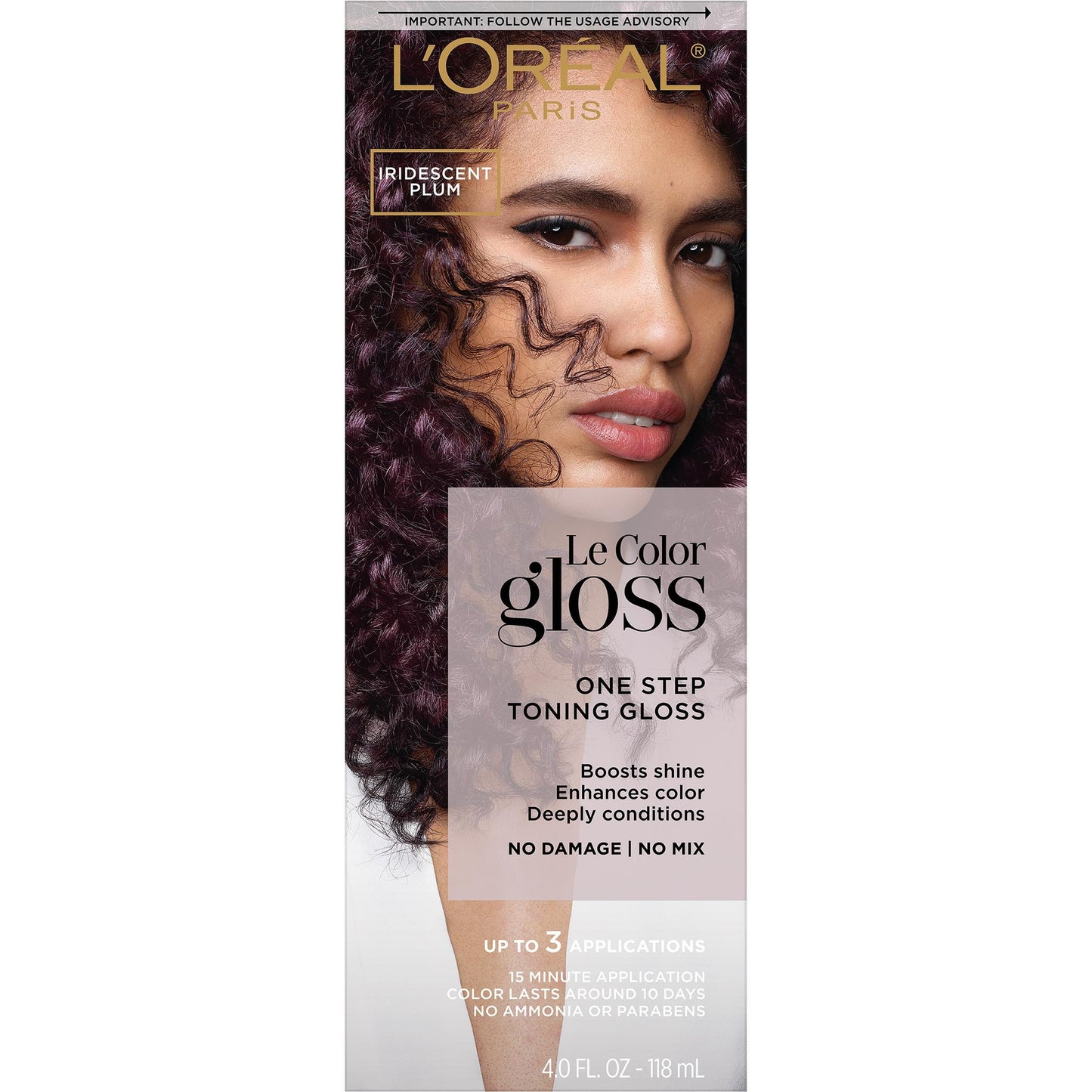 L'Oreal Paris Le Color Gloss one Step Hair Color Toning Gloss, Iridescent Plum Purple, 4 fl oz