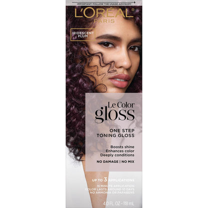 L'Oreal Paris Le Color Gloss one Step Hair Color Toning Gloss, Iridescent Plum Purple, 4 fl oz