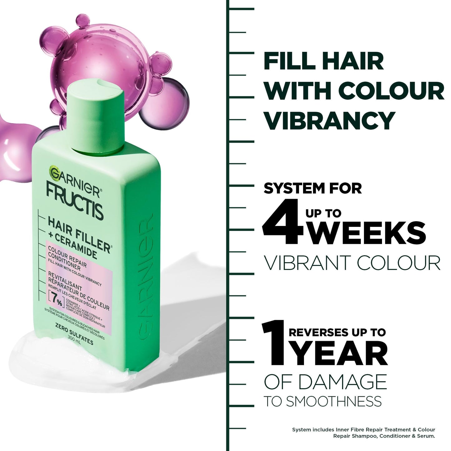 Garnier Fructis Hair Filler Color Repair Squeeze Conditioner with Ceramide, 10.1 fl oz