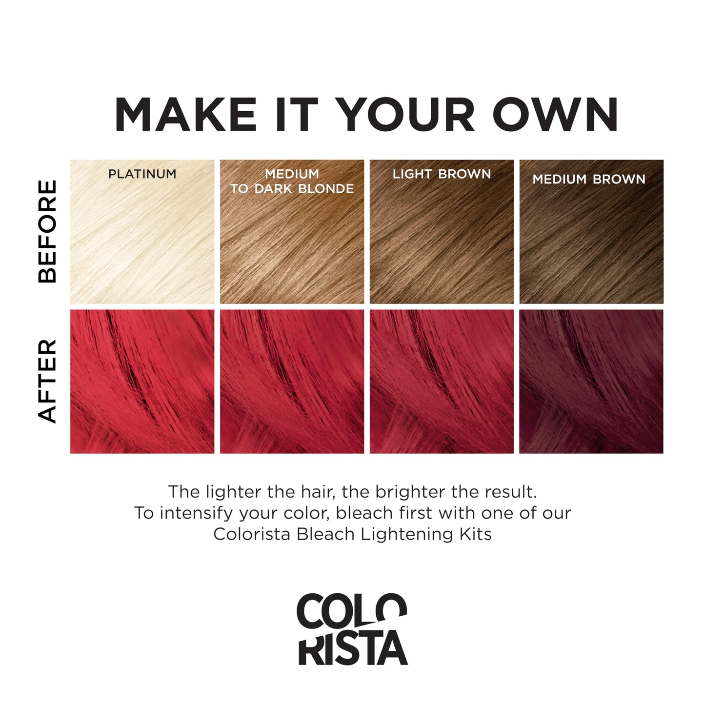 L'Oreal Paris Colorista Semi-Permanent Hair Color - Light Bleached Blondes, Bright Red, 1 kit