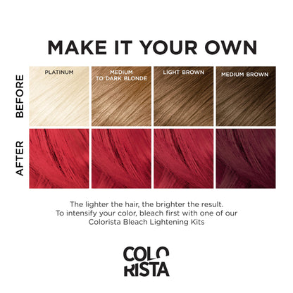 L'Oreal Paris Colorista Semi-Permanent Hair Color - Light Bleached Blondes, Bright Red, 1 kit