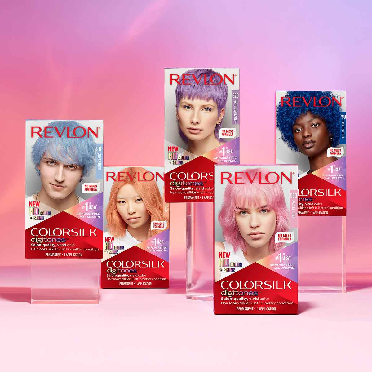 Revlon ColorSilk Digitones Permanent Hair Color with Keratin, Pastel Lavender, 1 count