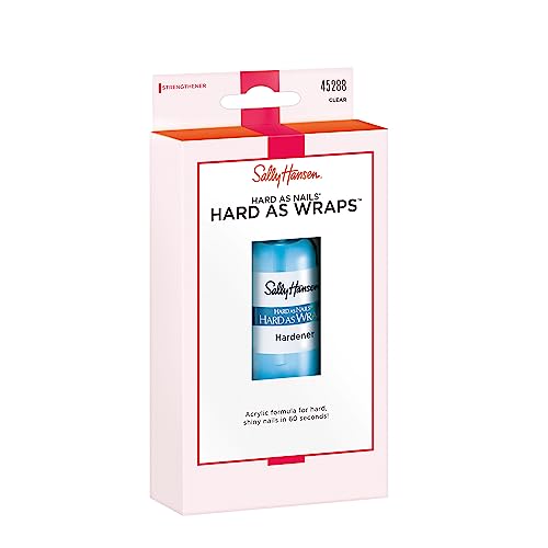Sally Hansen Hard As Nails Hard As Wraps, Transparent, Nail Hardener, .44 Fl Oz, Nail Strengthener, Clear Nail Polish, Nail Strengthening Polish, Smooth, Protective