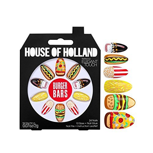 House of Holland Nailed by Elegant Touch  Burger Bars Food Fingers: 24 nails, nail glue .07 Oz., nail file