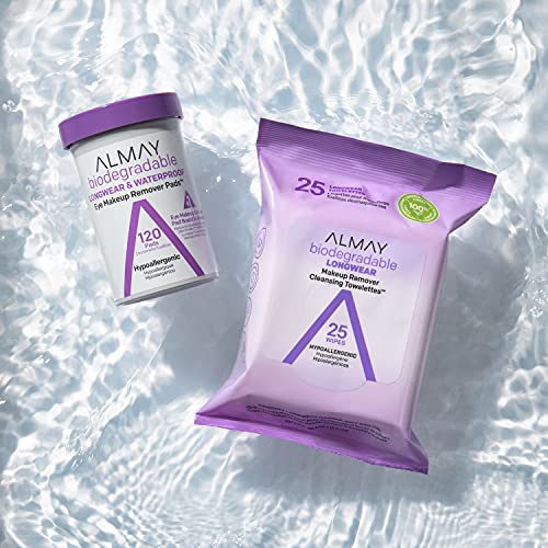Almay BIODEGRADABLE Longwear & Waterproof Eye Makeup Removal Pads,  80 pads