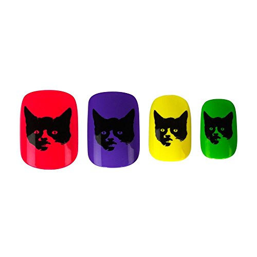 Elegant Touch Express 3 Minute Manicure Pop Cat: 24 Pre-Glued Nails 10 Sizes, Prep Wipe, Nail File