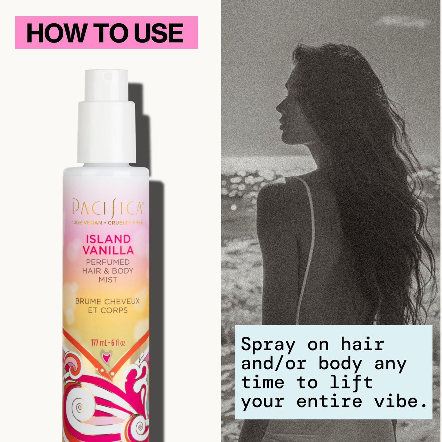 Pacifica Island Vanilla Perfumed Hair & Body Mist, 2 fl oz