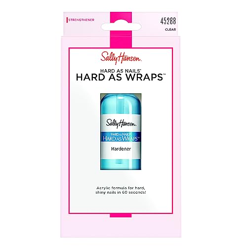 Sally Hansen Hard As Nails Hard As Wraps, Transparent, Nail Hardener, .44 Fl Oz, Nail Strengthener, Clear Nail Polish, Nail Strengthening Polish, Smooth, Protective