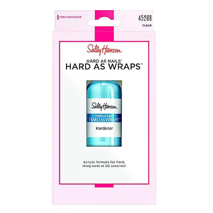 Sally Hansen Hard As Nails Hard As Wraps, Transparent, Nail Hardener, .44 Fl Oz, Nail Strengthener, Clear Nail Polish, Nail Strengthening Polish, Smooth, Protective