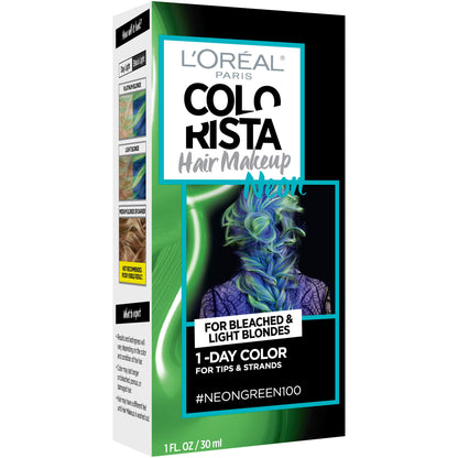 L'Oreal Paris Colorista Hair Makeup 1-Day Hair Color, 100 Neon Green (for blondes), 1 fl. oz.