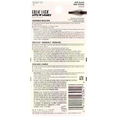 Maybelline GREAT LASH Lots of Lashes Mascara, 141 Very Black  .43 fl oz