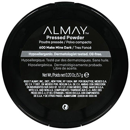 Almay ALL SET NO SHINE Pressed Powder, 600 Make Mine Dark  .2oz