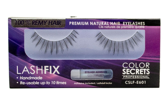 Lashfix COLOR SECRETS Professional Premium Natural Hair Eyelashes, Re-usable up to 10 times, Adhesive Included, E601