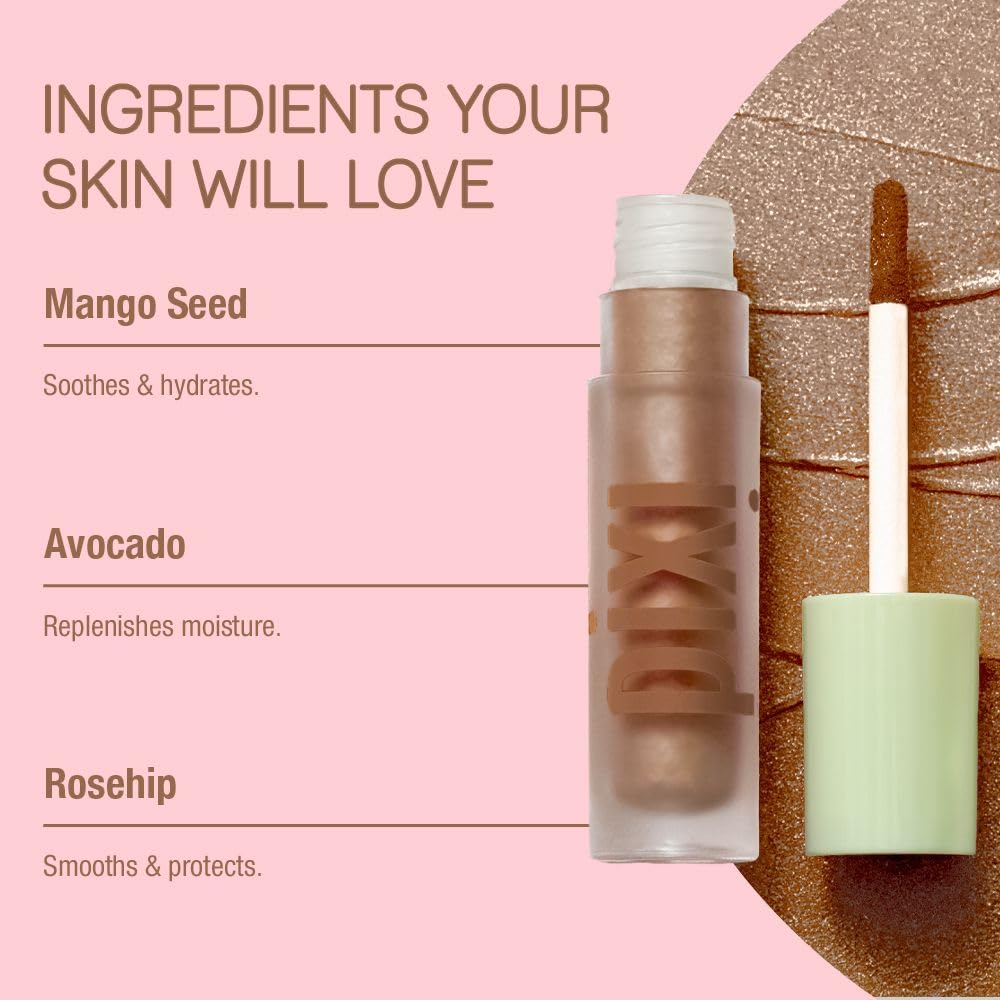 Pixi EyeLift Max Liquid EyeShadow | Long-Wearing, Crease-Free Color | Luminous & Soft-Focus Finish | With Avocado, Rosehip & Mango Seeds Extracts | Mocha | 0.12 oz/3.4 g