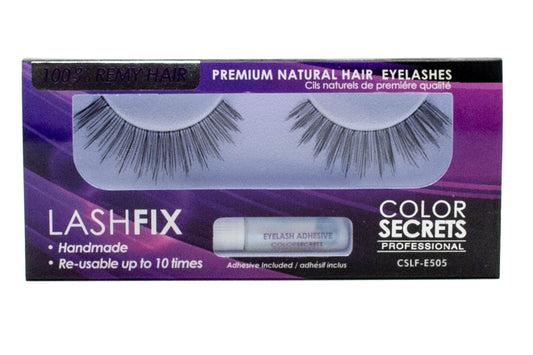 Lashfix COLOR SECRETS Professional Premium Natural Hair Eyelashes, Re-usable up to 10 times, Adhesive Included,  E505