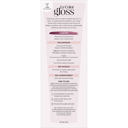 L'Oreal LE COLOR GLOSS One Step Toning Gloss, Auburn. 3 applications