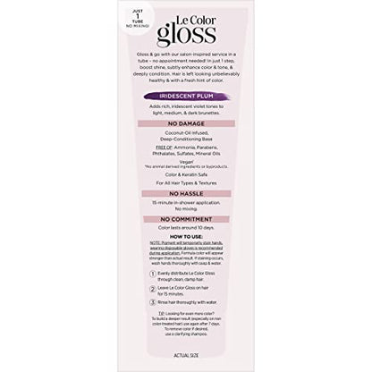 L'Oreal Le Color ONE STEP TONING GLOSS, Iridescent Plum, Up to 3 Applications