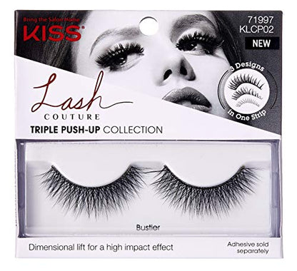 KISS Lash Couture TRIPLE PUSH-UP COLLECTION, Dimensional Lift for High Impact Effect, Adhesive Sold Separately, Bustier
