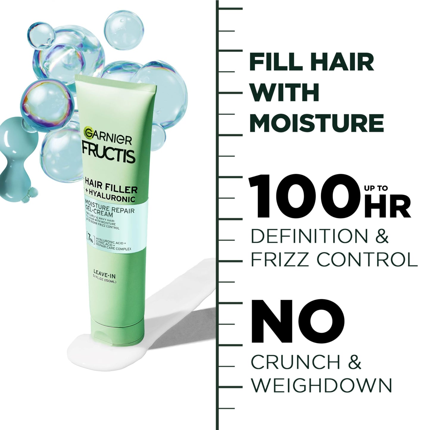 Garnier Fructis Hair Filler Hyaluronic Acid Repair Gel Cream Scalp Care, Wavy Hair 5.1 fl oz