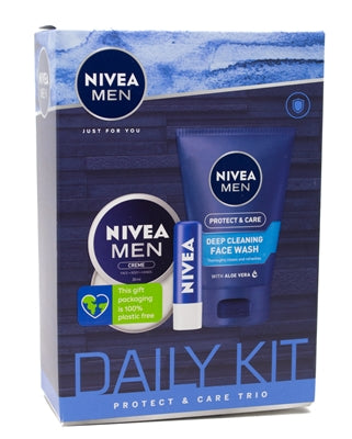 Nivea Men DAILY KIT: Face Wash 100ml. Men Creme 30ml, Lip Balm  5.5ml