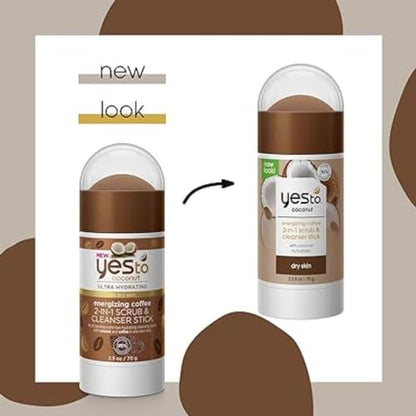 Yes to Coconut Energizing Coffee Scrub & Cleanser Stick  2 fl oz