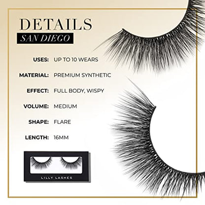 Lilly Lashes SAN DIEGO Premium Synthetic Mink Lashes, One Pair