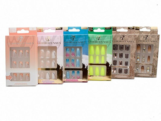 w7 GLAMOUROUS NAILS Collection Set. 6 sets of Salon Nails in an Instant