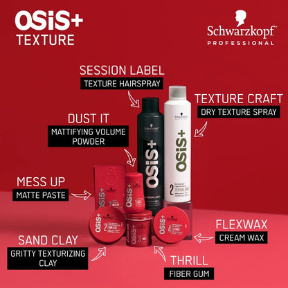 OSiS+ Sand Clay – Gritty Texturizing Clay with a Rough Semi-Matte Finish – Pliable, Moldable Styling Paste with Kaolin for Rugged Looks with a Natural Dry Feel, 2.87 oz