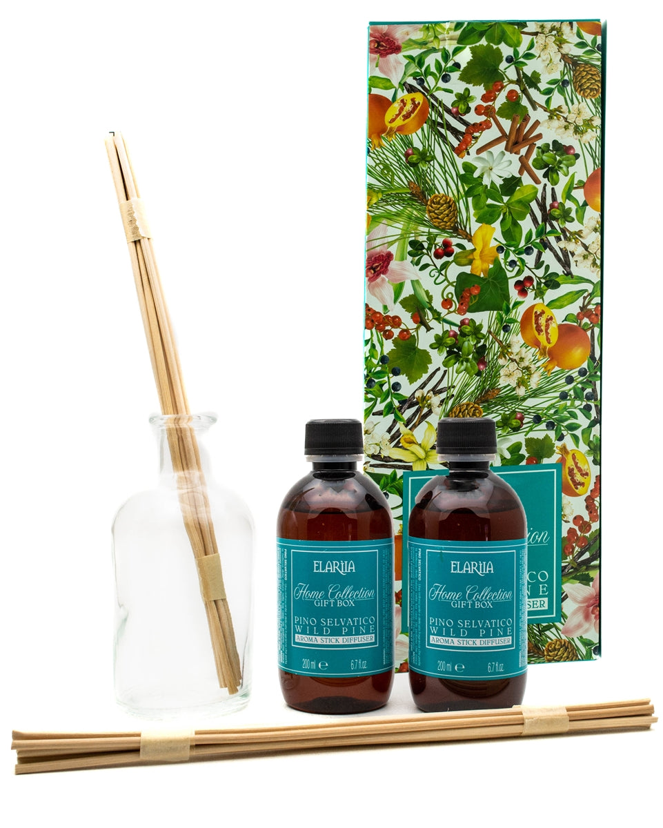 Elaria HOME COLLECTION Gift Box, Wild Pine Aroma Stick Diffuser,  2x 6.7 fl oz