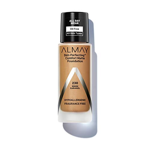 Almay Skin Perfecting COMFORT MATTE Oil Free Foundation, 230 Warm Caramel   1 fl oz