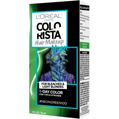 L'Oreal Paris Colorista Hair Makeup 1-Day Hair Color, 100 Neon Green (for blondes), 1 fl. oz.