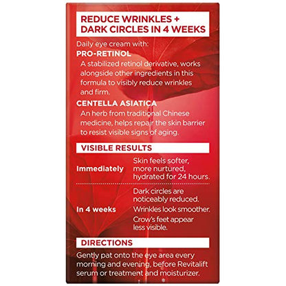 L'Oreal Paris Revitalift Anti-Wrinkle +Firming Eye Cream Moisturizer .5 Oz.