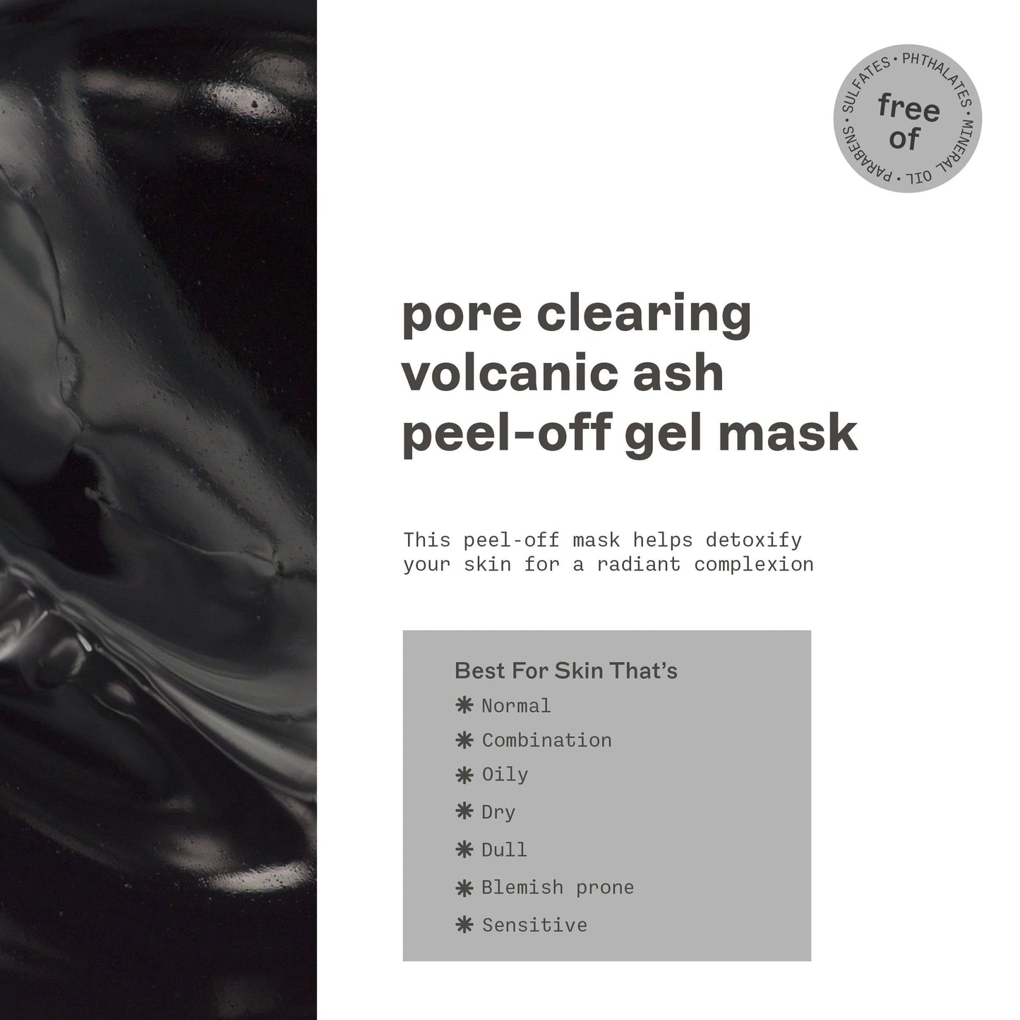 FREEMAN Pore Clearing Volcanic Ash Peel-Off Gel Facial Mask For Men, 6 fl. oz ./175 mL Tube