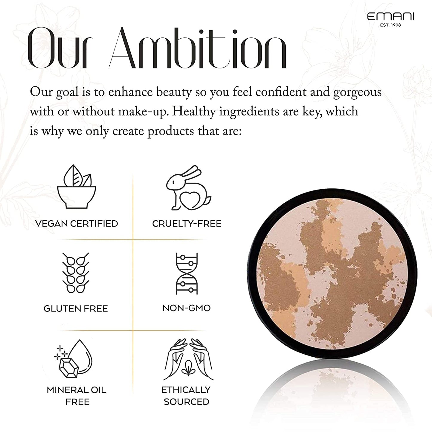 Emani Feeling Loved Illuminator Highlighter - Blendable Powder, Ultra-Pigmented Formula - Vegan, Cruelty-Free - Universal Shade