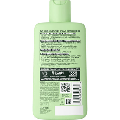 Garnier Fructis Hair Filler Vitamin Cg Strength Repair Shampoo, Adults, Damaged Hair, 10.1 fl oz