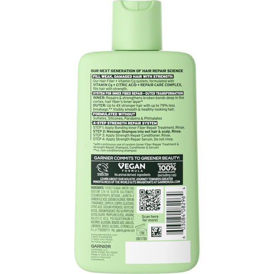 Garnier Fructis Hair Filler Vitamin Cg Strength Repair Shampoo, Adults, Damaged Hair, 10.1 fl oz