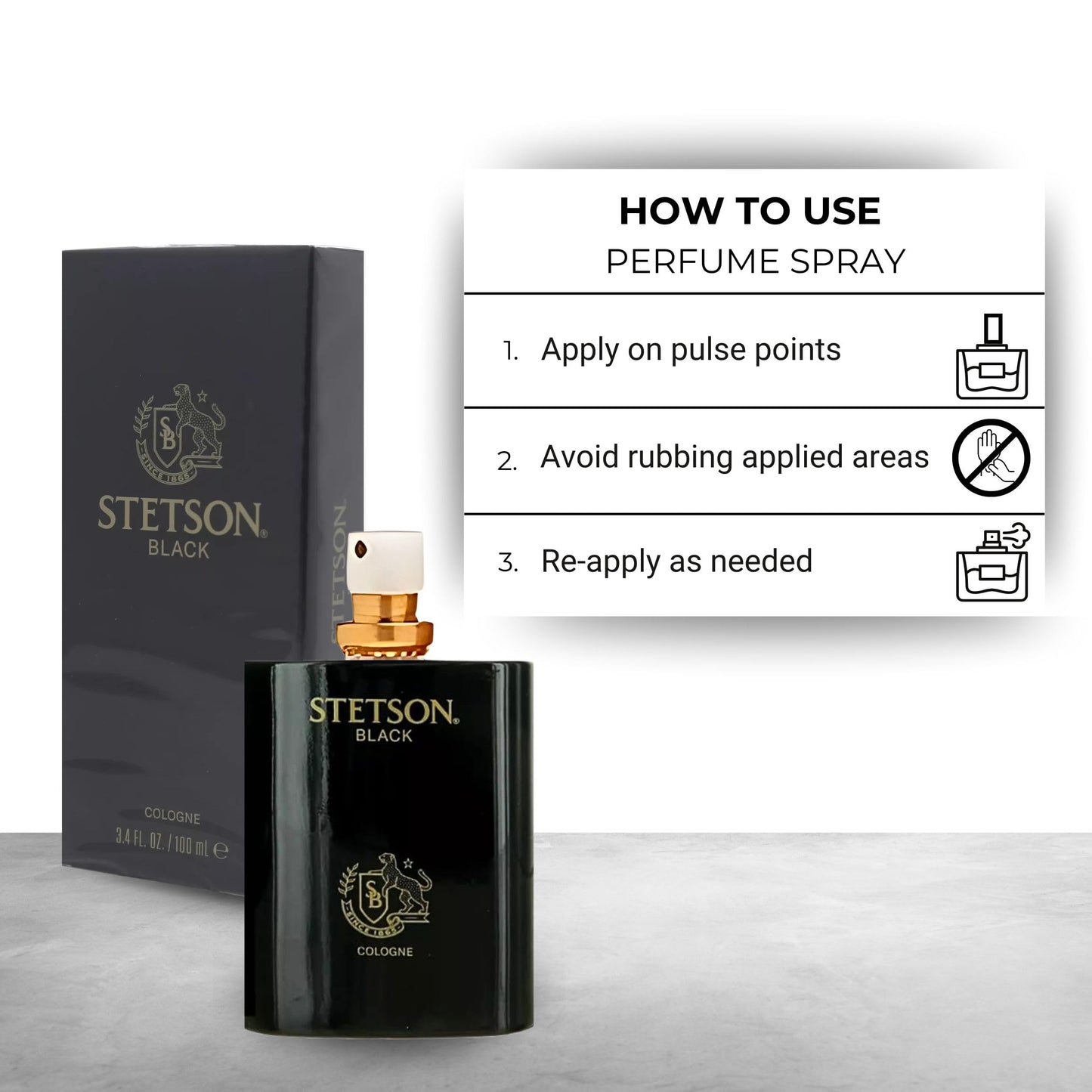 Stetson Black Cologne Spray for Men 3.4 oz