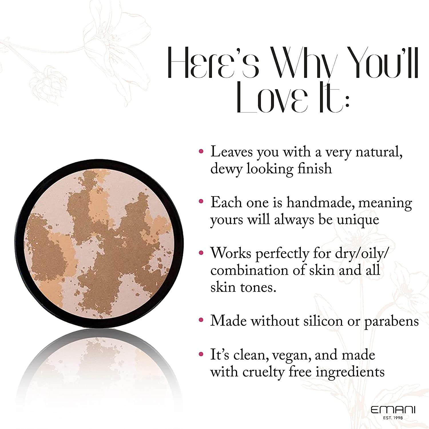 Emani Feeling Loved Illuminator Highlighter - Blendable Powder, Ultra-Pigmented Formula - Vegan, Cruelty-Free - Universal Shade