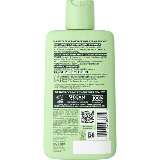 Garnier Fructis Hair Filler Color Repair Shampoo, Colored, Bleached Hair, Adults, Color Treated, 10.1 fl oz