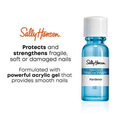 Sally Hansen Hard As Nails Hard As Wraps, Transparent, Nail Hardener, .44 Fl Oz, Nail Strengthener, Clear Nail Polish, Nail Strengthening Polish, Smooth, Protective
